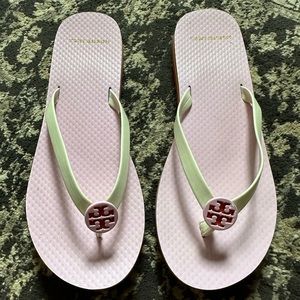 Tory Burch Mini Minnie new Ivory Preppy Pink size 7 Flip Flop